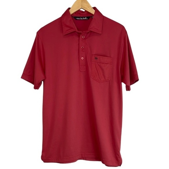 Travis Matthew Men's Golf Featherweight Pocket Polo T-Shirt Salmon Red Classic M - Picture 2 of 13